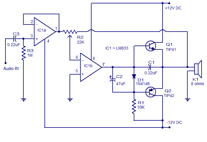 Schematic Amplifier Tip41 Tip42 - Circuit Diagram Images