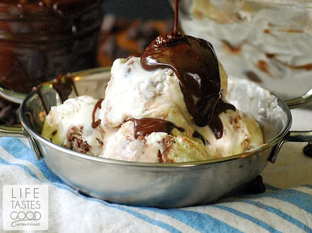 Chocolate Ganache Ice Cream | by Life Tastes Good is a no churn ice cream you can make in about 5 minutes with just 3 ingredients! #IceCreamWeek #NoChurn