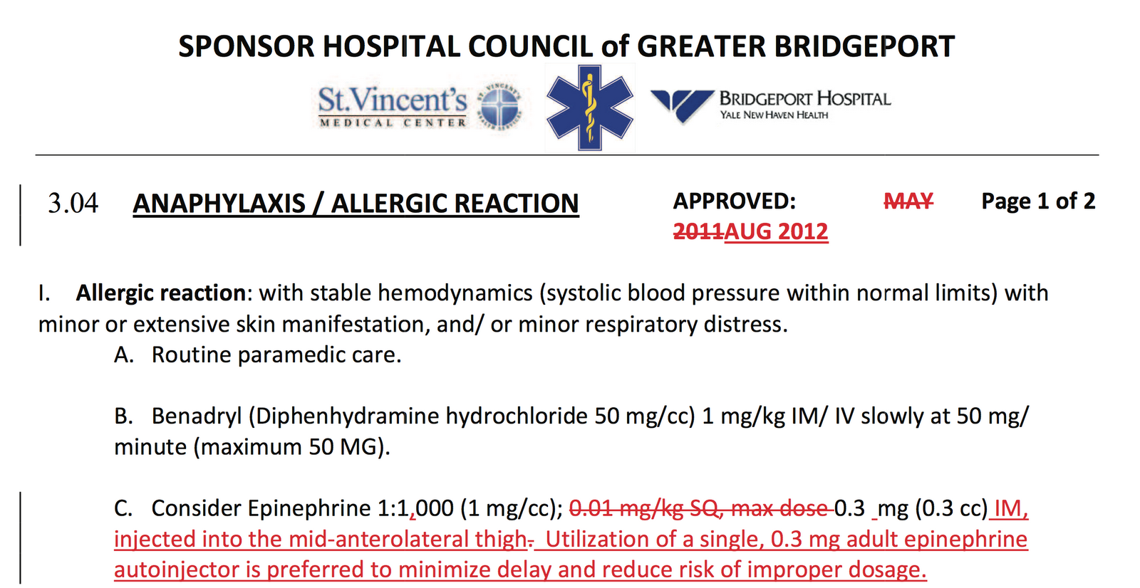 Mill Hill Ave Command New Guidelines for Anaphylaxis