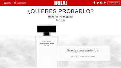 Consigue gratis el perfume Narciso Rodríguez for Her