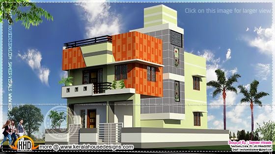 Tamilnadu style flat roof home