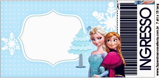 Frozen en Navidad Azul: Invitaciones para Imprimir Gratis. Tarjeta con forma de Ticket de Frozen en Navidad Azul.