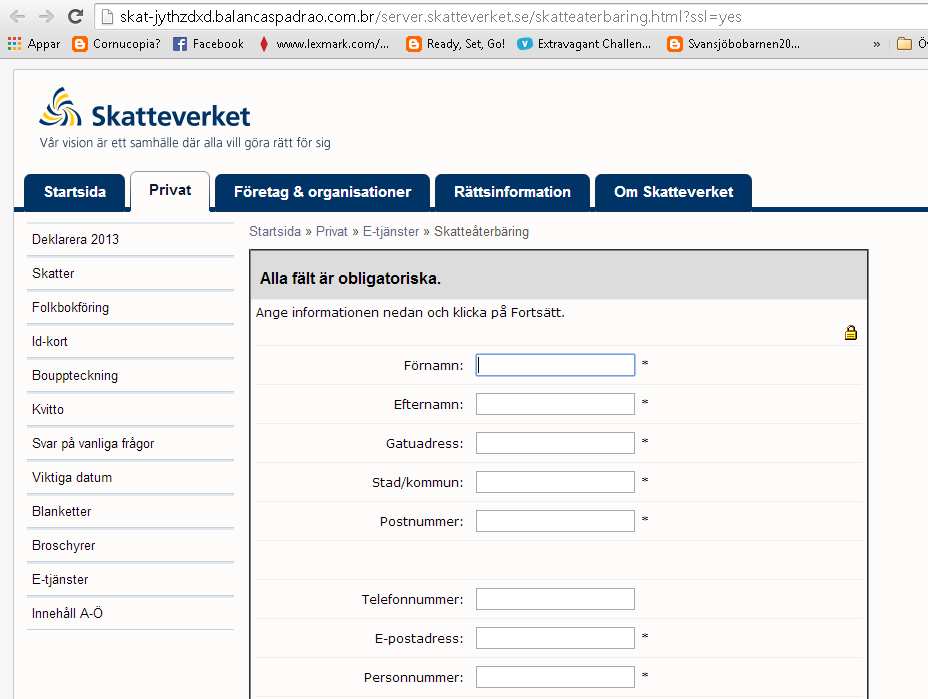 Ready, Set, Go! Varning för Skatteverket falskutbetalning fishing...