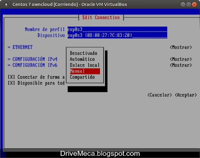 Cambiamos en IPv4 de automatico a manual Cambiamos en IPv4 de automatico a manual