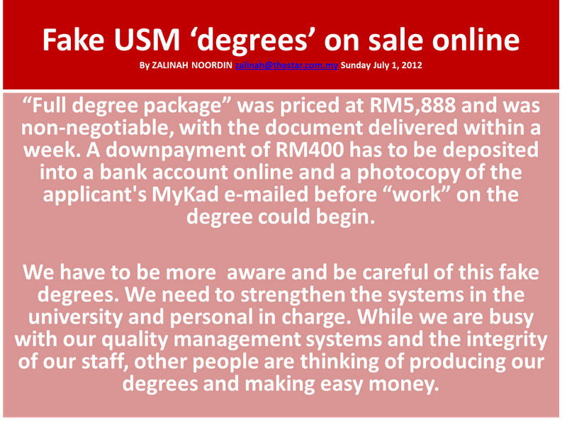 Dr Mat Fake and selling degrees; free marks and first class students