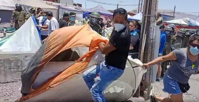 Destruyen campamento de migrantes venezolanos en Chile