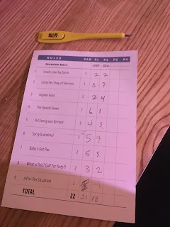 Mini golf score sheet