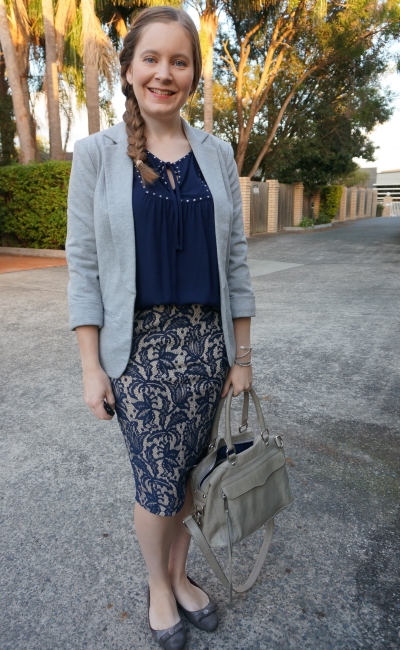 navy blouse outfit