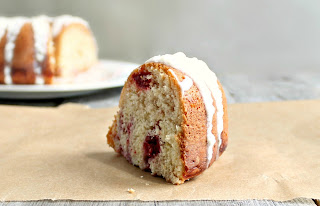 Lemon Cherry Bundt Cake with Lemon Glaze