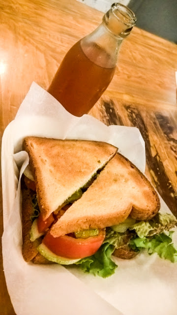 Lunch Vegetarian Sandwich and Iced Tea