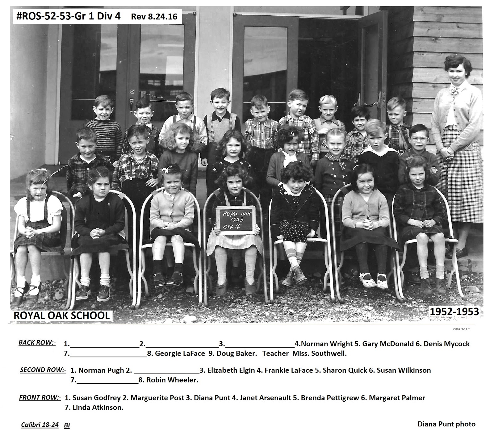 Royal Oak School Yard Class photos from the "1952" Royal Oak School.