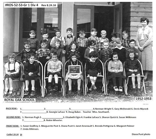 Royal Oak School Yard Class photos from the "1952" Royal Oak School.