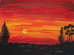 sunset painting simple silhouettes board bulletin artist t1