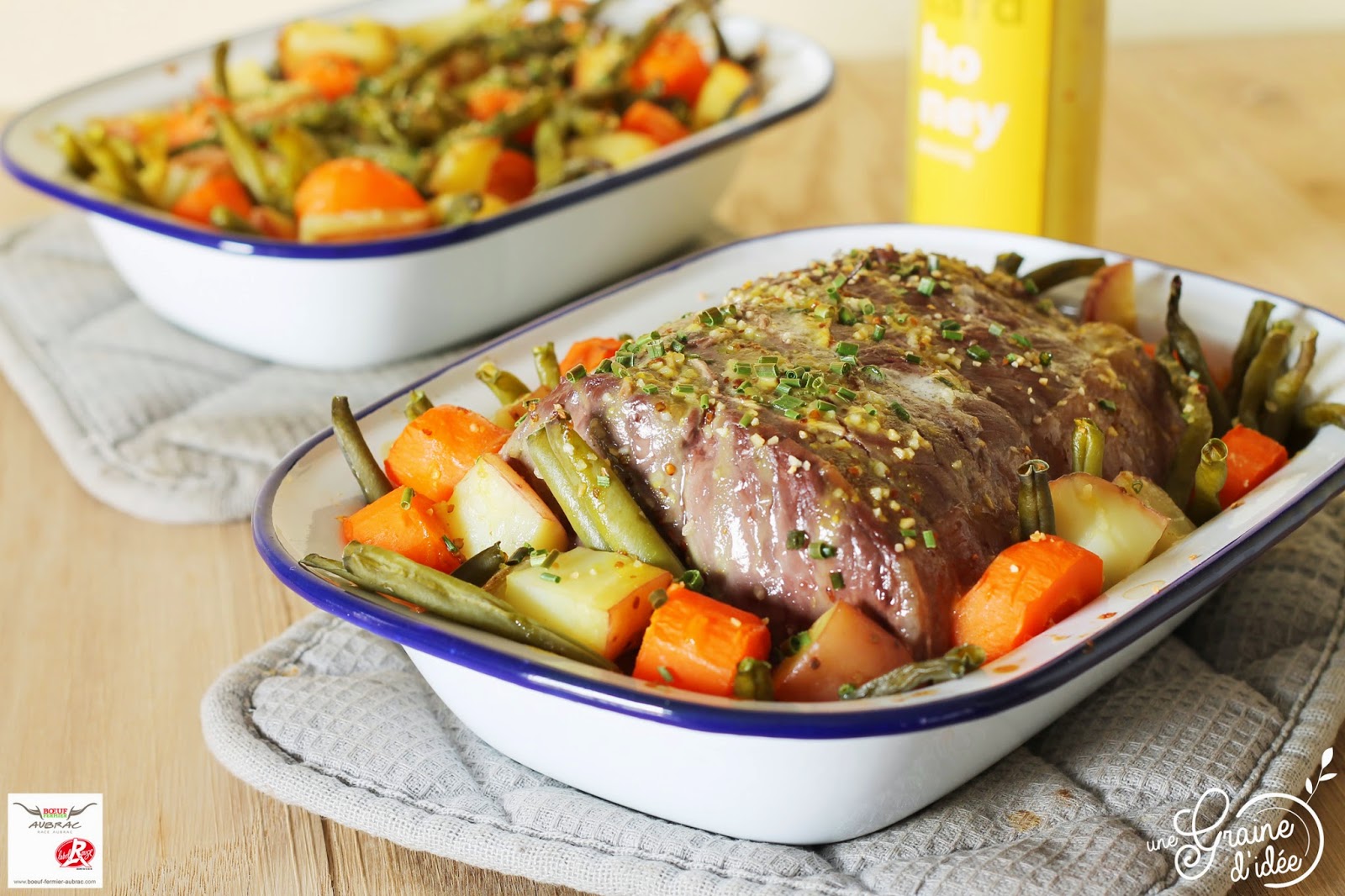 Rôti de Bœuf Fermier Aubrac à la Moutarde au Miel et ses Légumes de la Ferme Une Graine d