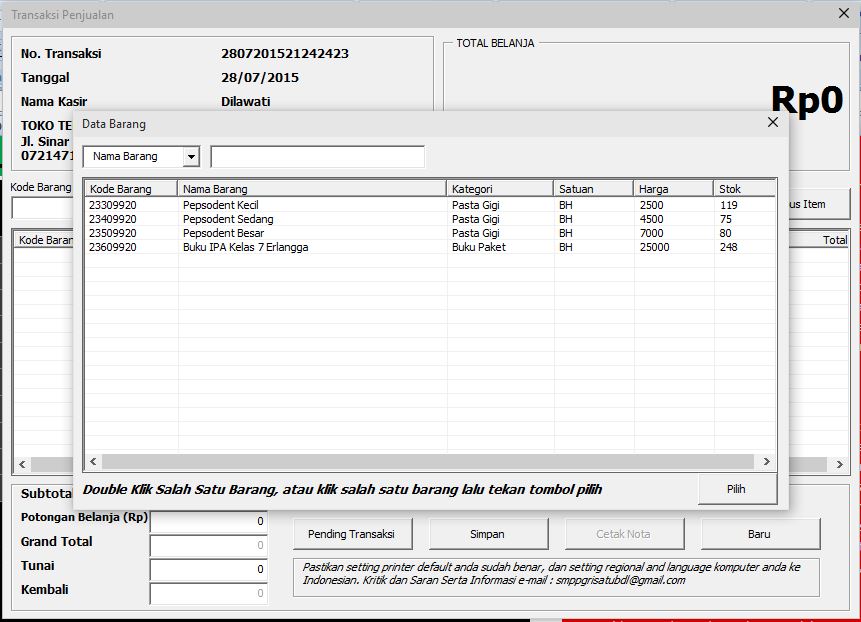 Aplikasi Mini Market Penjualan Barang Mengunakan Ms Excel