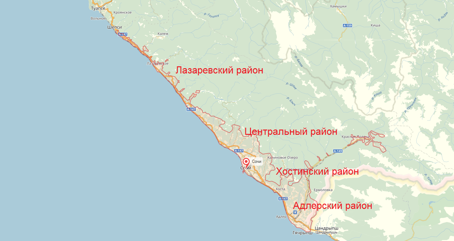 Карта лазаревского района