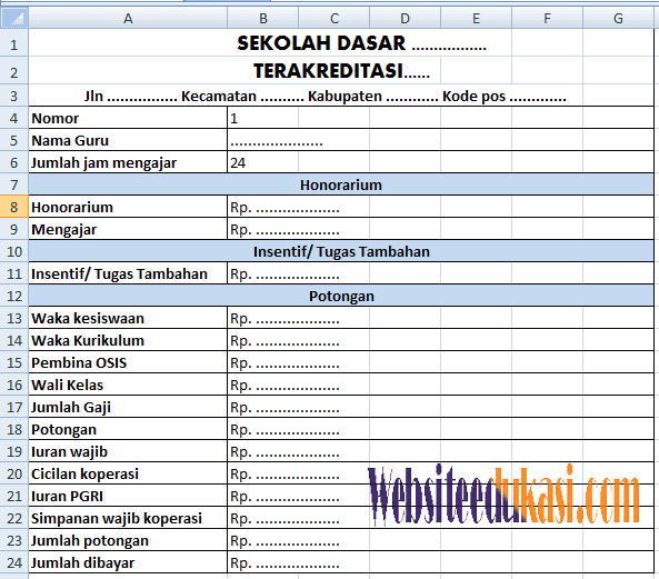 Contoh Slip Gaji Guru Format Excel Terbaru 2018