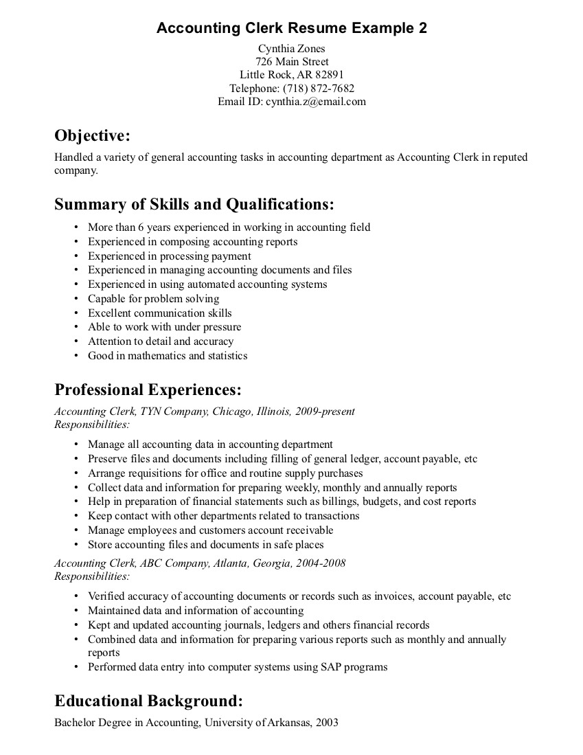 Free resume template payroll clerk