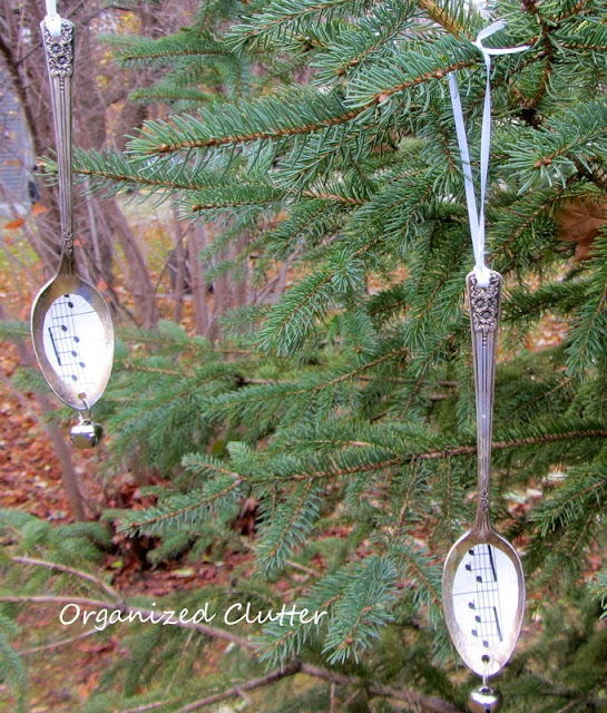 Repurposed Teaspoon Christmas Tree Ornaments www.organizedclutterqueen.blogspot.com