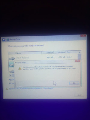 Solusi Tidak Bisa Install Windows Karena Masalah Partisi MBR atau GPT