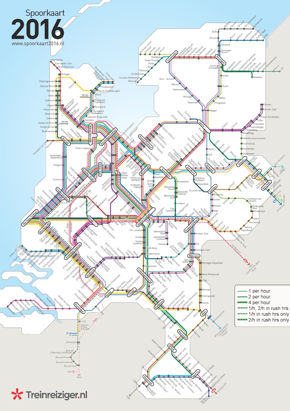 Dutch Railways line frequency map