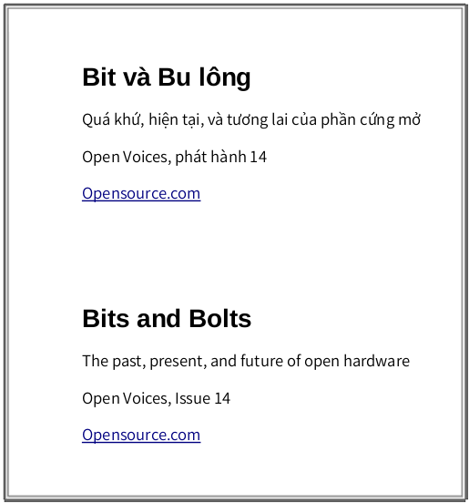 Bit và Bu lông: Quá khứ, hiện tại và tương lai của phần cứng mở - bản dịch sang tiếng Việt