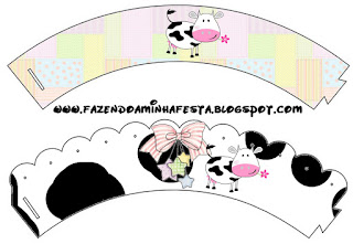 Cow and Patchwork  Free Printable Wrappers Cupcake.