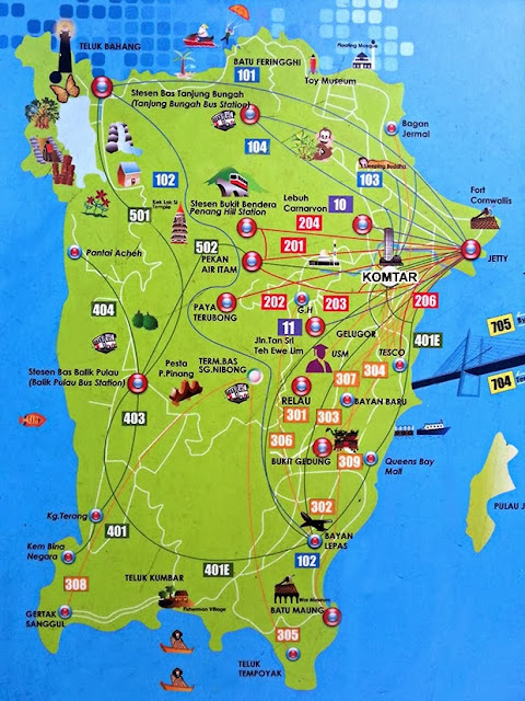 penang georgetown map with tourist spots