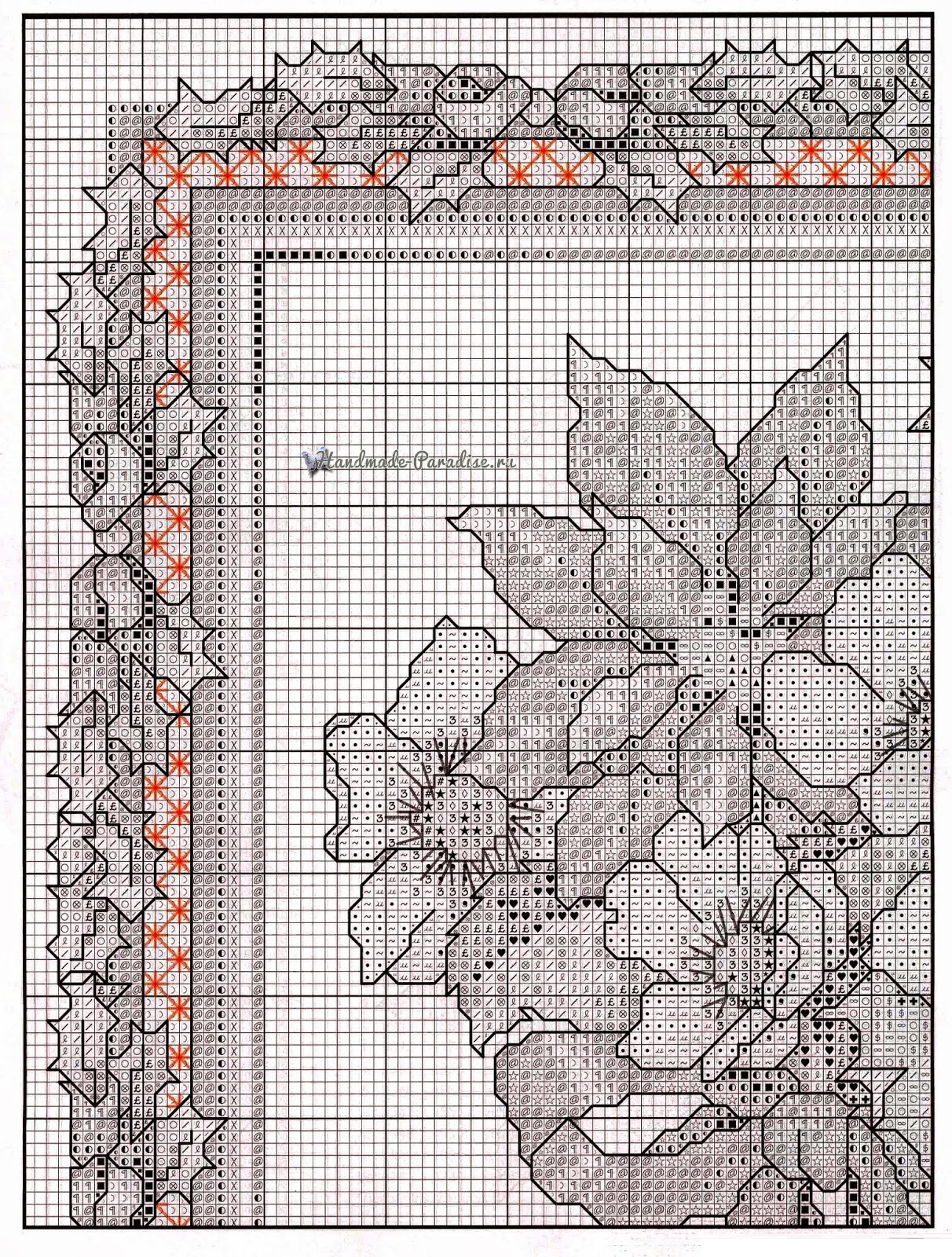 Вышивка крестом. Подушка с рождественскими звездами (2)
