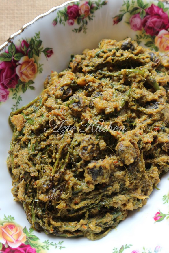 Rendang Pucuk Paku Dengan Kerang Azie Kitchen