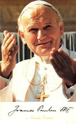 Immaginetta di Giovanni Paolo II con la sua firma