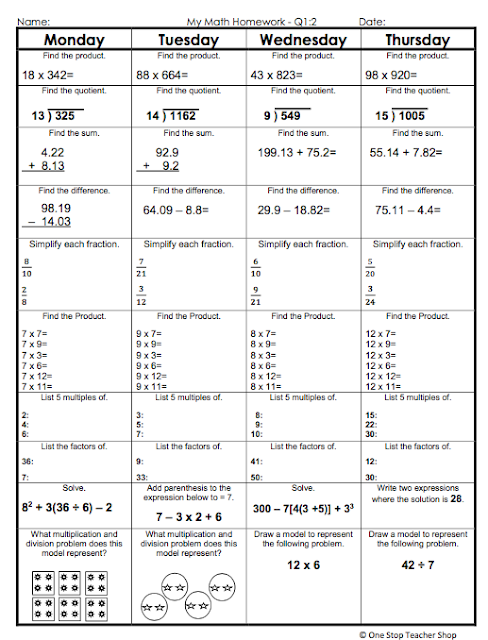 Mrs. Snyder's Fifth Grade: Homework for the Week of March 13 - 17, 2017