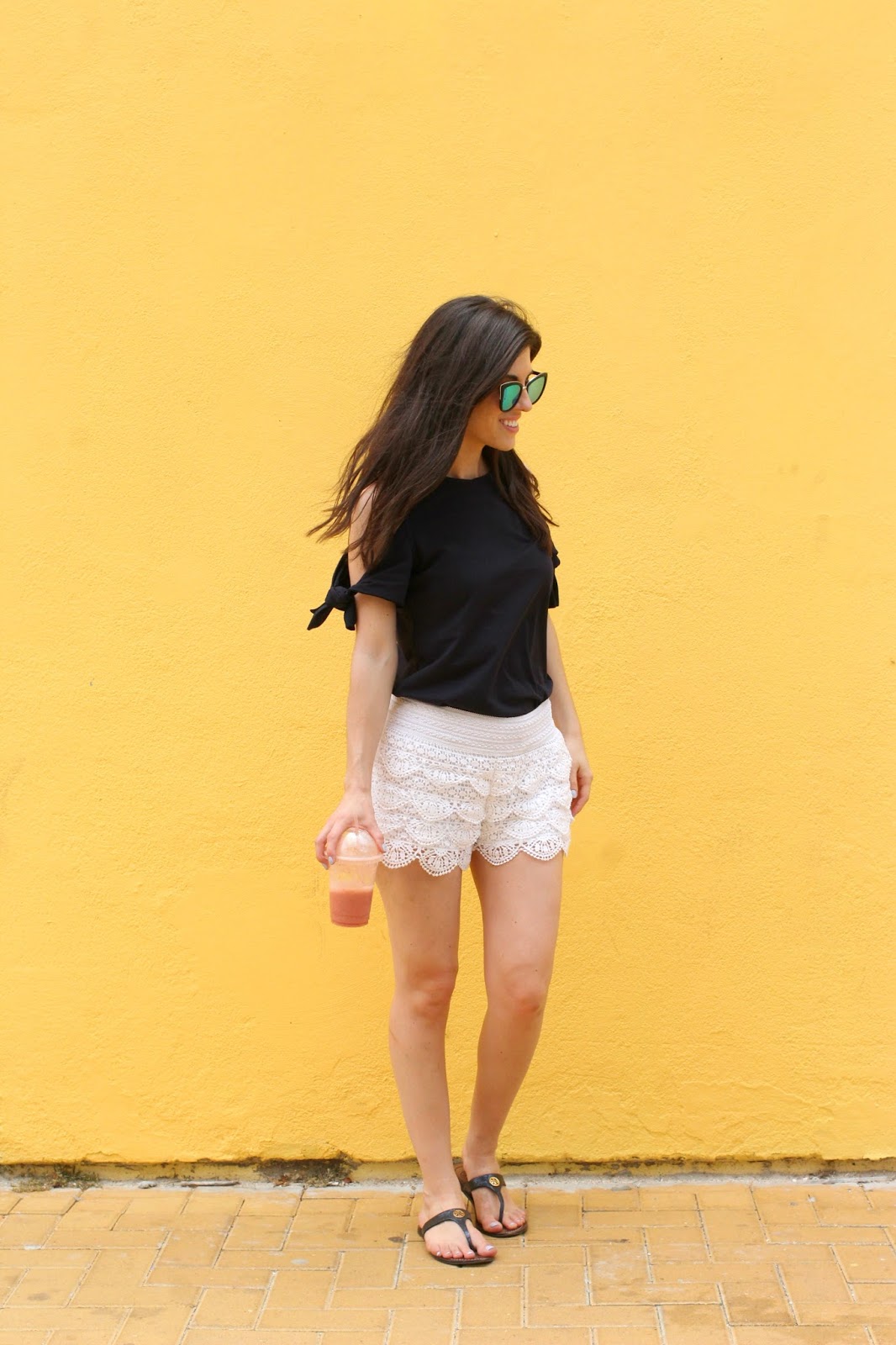 Beautifully Candid: Lace Shorts With Cold Shoulder Top and Exploring ...