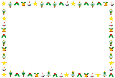 クリスマスカードのテンプレート「ツリーと飾り」横