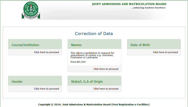 Guideline on JAMB Correction Of Errors (Subjects, Names, State Of Origin) After Registration