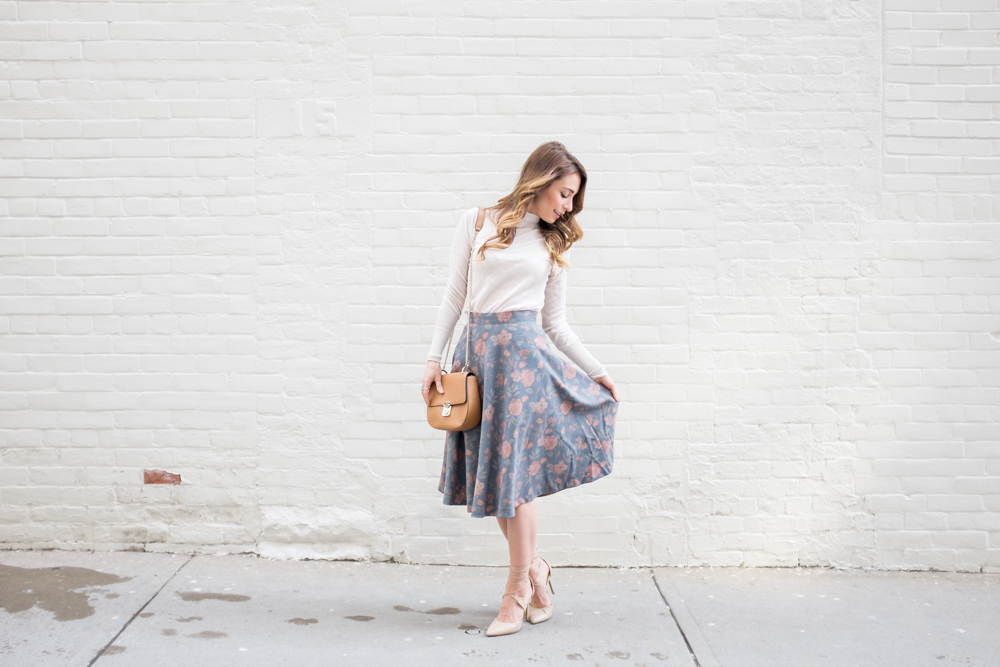 OOTD - Grey Floral Midi Skirt | La Petite Noob | A Toronto-Based ...