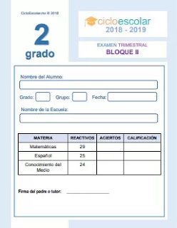 Examen Trimestral Segundo grado Bloque II 2018-2019