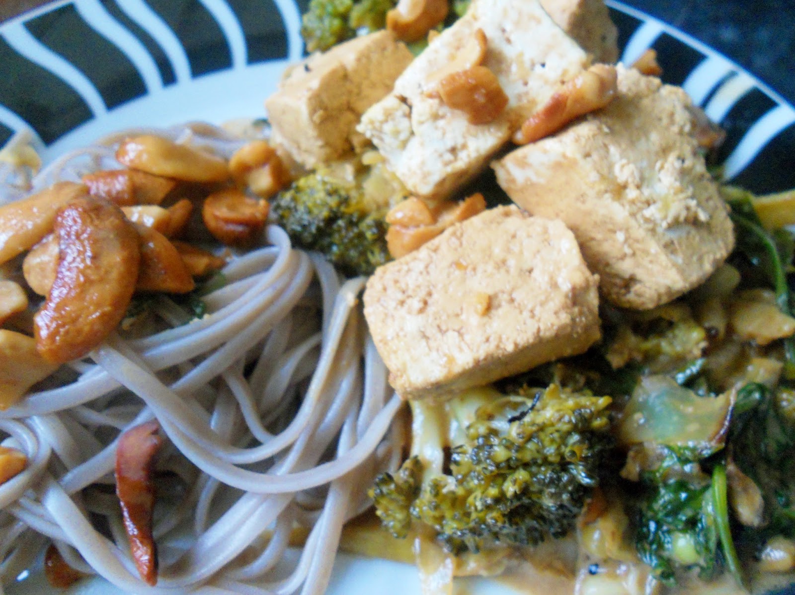 ThaiStyle Green Stir Fry with Marinated Tofu vegan