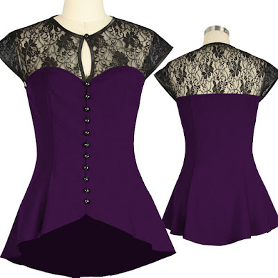 BlueBerry Hill Fashions: 40s Style Top - Black and Purple