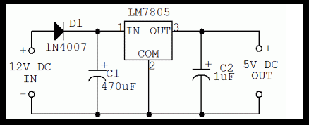 Circuit Diagram of 12VDC to 5VDC converter | Elec Eng World