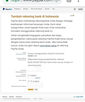 Cara Menambah Rekening Bank Lokal Indonesia ke PayPal