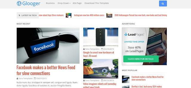 Glooger Responsive Blogger Template