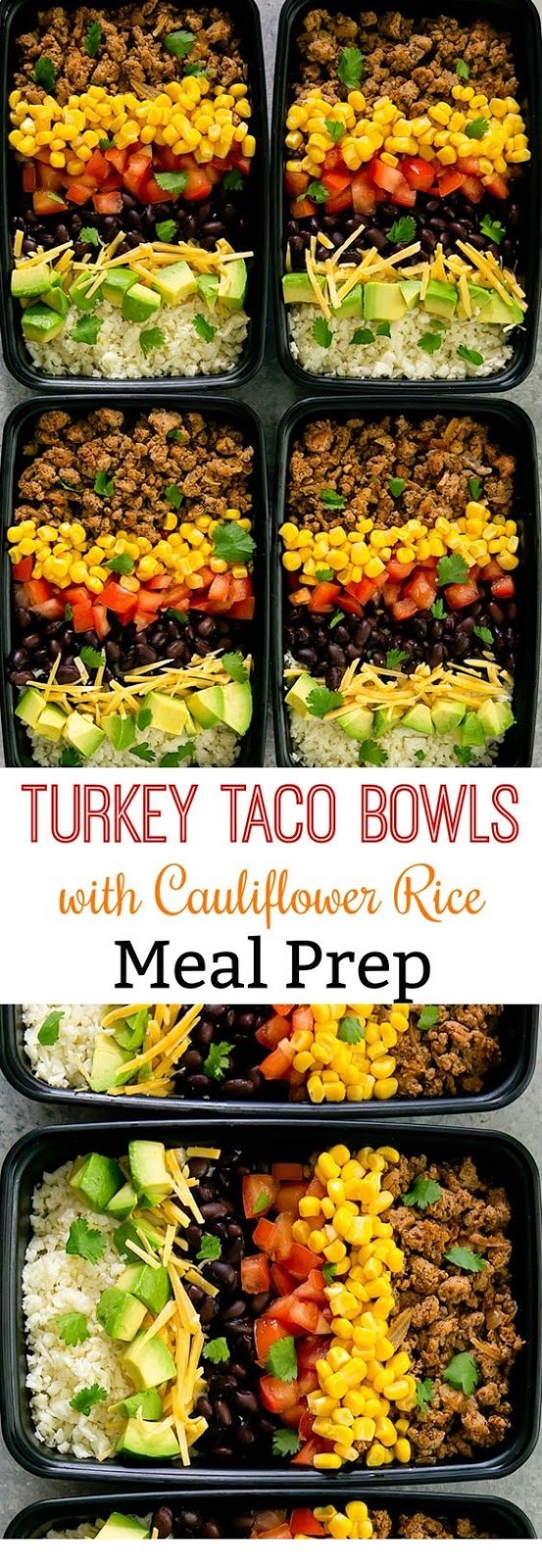 Turkey Taco Bowls With Cauliflower Rice Meal Prep