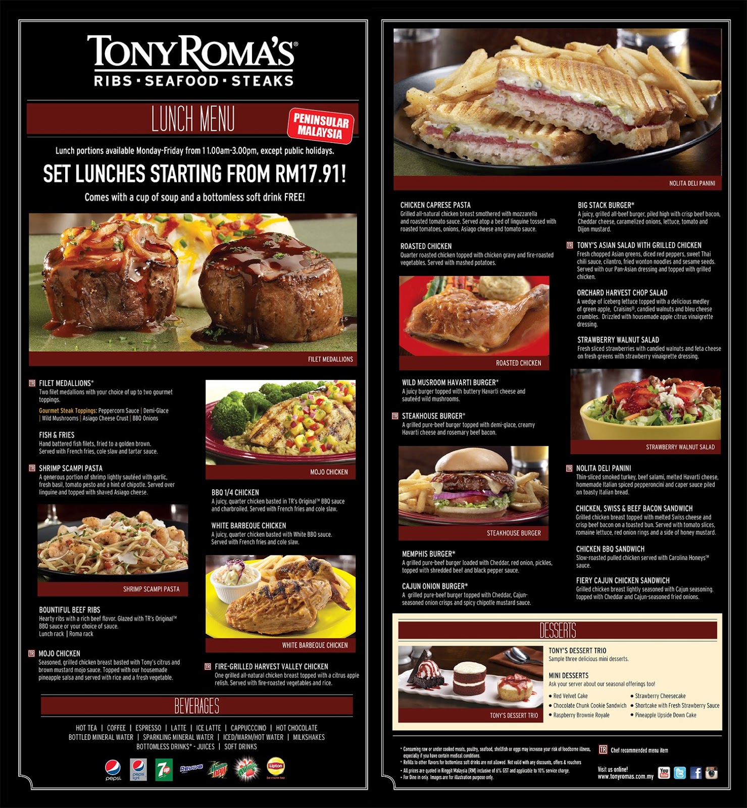 Tony Romas Menu Malaysia : Tony Roma's: Lunch Menu Promotion - Food