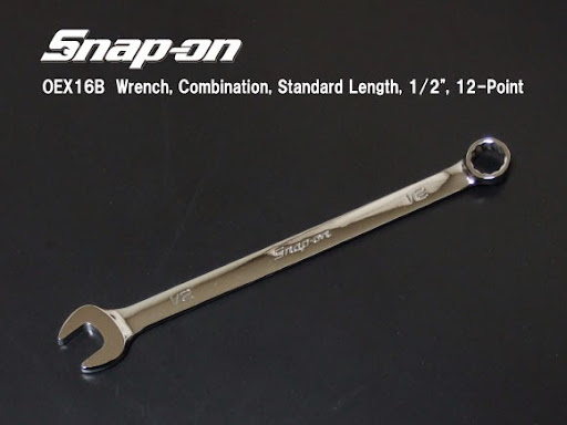 スナップオンOEX16B ロングコンビネーションレンチ
クリックすれば ちょい大きな画像が見られます。 Snap-onスナップオンOEX16Bコンビネーションレンチ。1/2インチサイズのスナップオンの最もスタンダードなコンビネーションレンチです。世界で一番売れているサイズでは無いでしょうか?