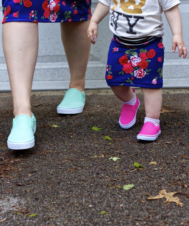 Slip on sneakers for mom and daughter