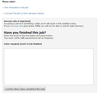 Click I accept this job (a form will open below)