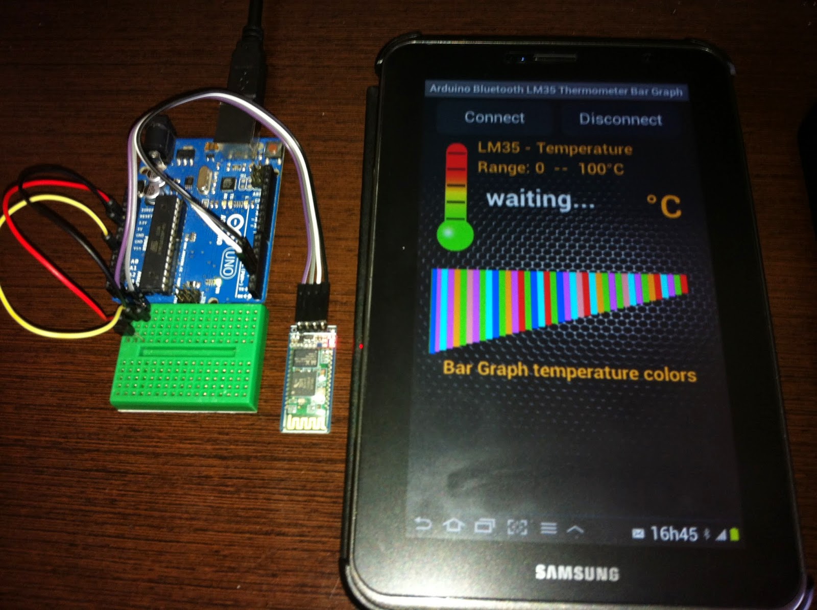 Arduino Android WI-FI Bluetooth: Arduino Bluetooth LM35 Thermometer Bar