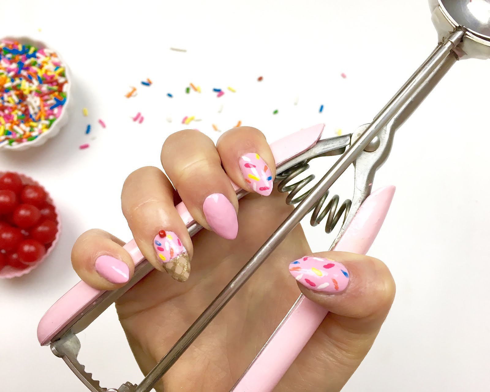 {VIDEO} Ice Cream Cone Nail Art Design The Lindsay Ann