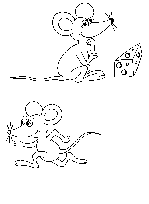 Tranh tô màu hai con chuột và miếng phô mai